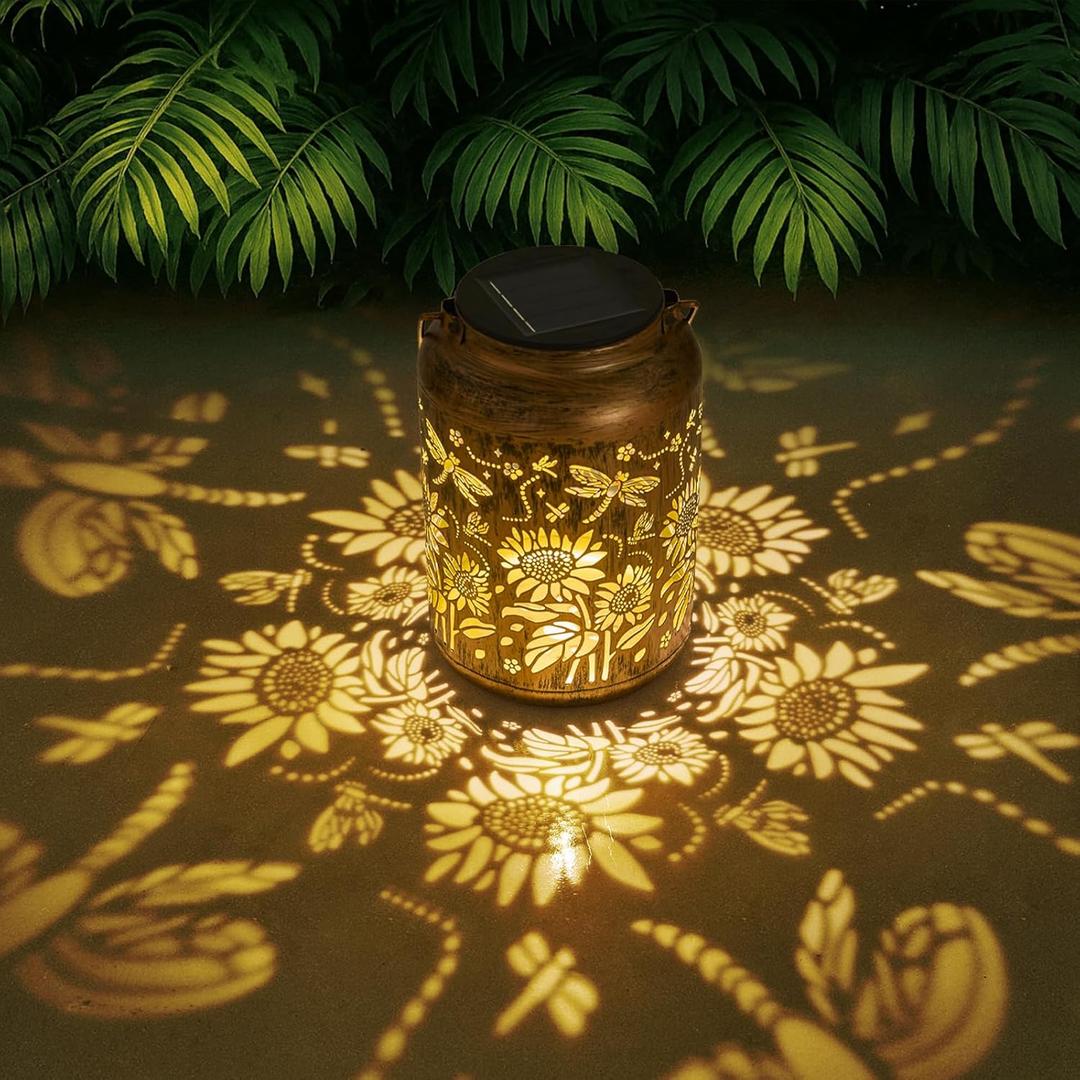 Sunflower Solar Lantern, Mothers Day Garden Decor Gifts, Outdoor Waterproof LED Decorative Garden Lights for Lawn, Landscape, Patio, Porch Hanging Solar Lights for Women, Ladies, Mom, Grandma