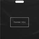 Purple Q Crafts Large Plastic Shopping Bags with Thank You Logo 16" x 18" Boutique Bags with Handles 100 Pack for Merchandise, Gifts, Trade Shows and More