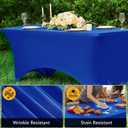8-Pack Premium Royal Blue Spandex Tablecloths for 6ft Rectangle Tables, Stain & Wrinkle-Resistant, Washable Stretch Polyester Fitted Table Cover for Weddings, Banquets, Trade Shows Events