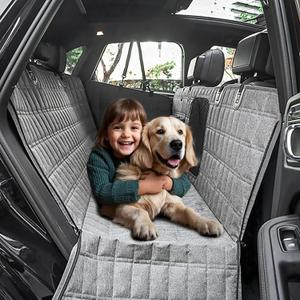 Dog Car Seat Cover for Back Seat, Dog-Friendly CarSeat Protector with Mesh Window, DogTravel Accessories with Non-Slip Backing, Backseat Pet Cover Dog Hammock for Cars, Trucks, SUVs, Gray