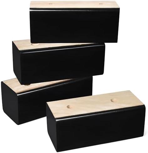 Sopicoz Wood Bed Risers (Black, 2 inch), 4 pcs