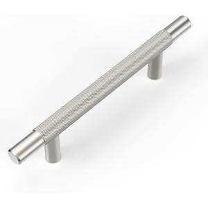 10 Pack Brushed Satin Nickel knurled Cabinet Pulls,3.75 Inch(96mm) Hole Centers Solid Heavy Duty Kitchen Cabinet Handles Hardware for Cabinets and Drawer