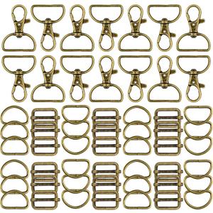 Hotop 56 Pieces D rings for purse bag hardware purse hardware for bag making buckles craft (Bronze,30 mm)