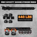 11Pcs Garage Wall Mount Tool Storage Rack - Adjustable Garden Tool Storage Hooks, Heavy Duty Utility Shed Organization Rack for Hanging Rake, Broom, Mower, Snowboard and Other Yard Tool