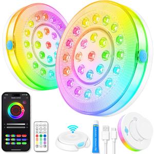 Pool Light, Rechargeable Smart Magnetic Underwater Floating Lights with Remote Control & APP, 4000mAh 300+ Dimmable IP68 Waterproof Light for Above/In Ground Swimming Pools, Ponds, Bathtubs, Party