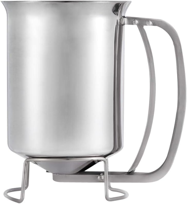 800ml Stainless Steel Pancake Batter Dispenser - Great for Baking, Cupcakes, Muffins - Cooking Crepes, Waffles- Easyflow Spout -Measuring Gauge in Mls and cups