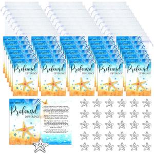 90 Pcs Starfish Story Gifts Mini Keepsake Appreciation Notecards Set Starfish Story Wallet Sized Cards Employee Gifts Drawstring Bags and Charms for Teacher Women Men, (Vivid Style)