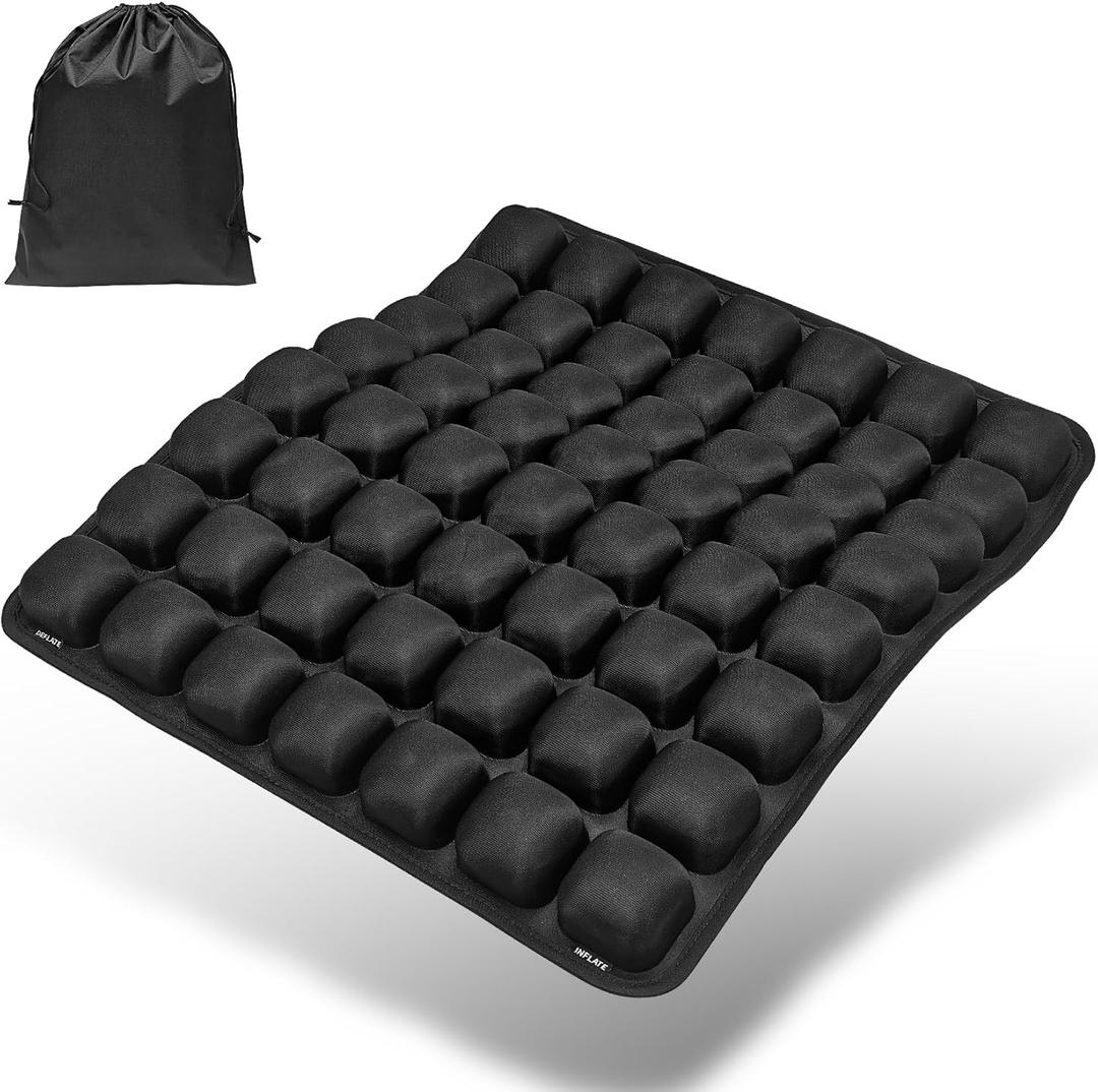Inflatable Travel Seat Cushion, Airplane Seat Cushion for Long Flights & Car Rides, Portable Air Pad with Built-in Pump, Ergonomic Tailbone Buttocks Pain Relief for Office Chair, Wheelchair, Stadium