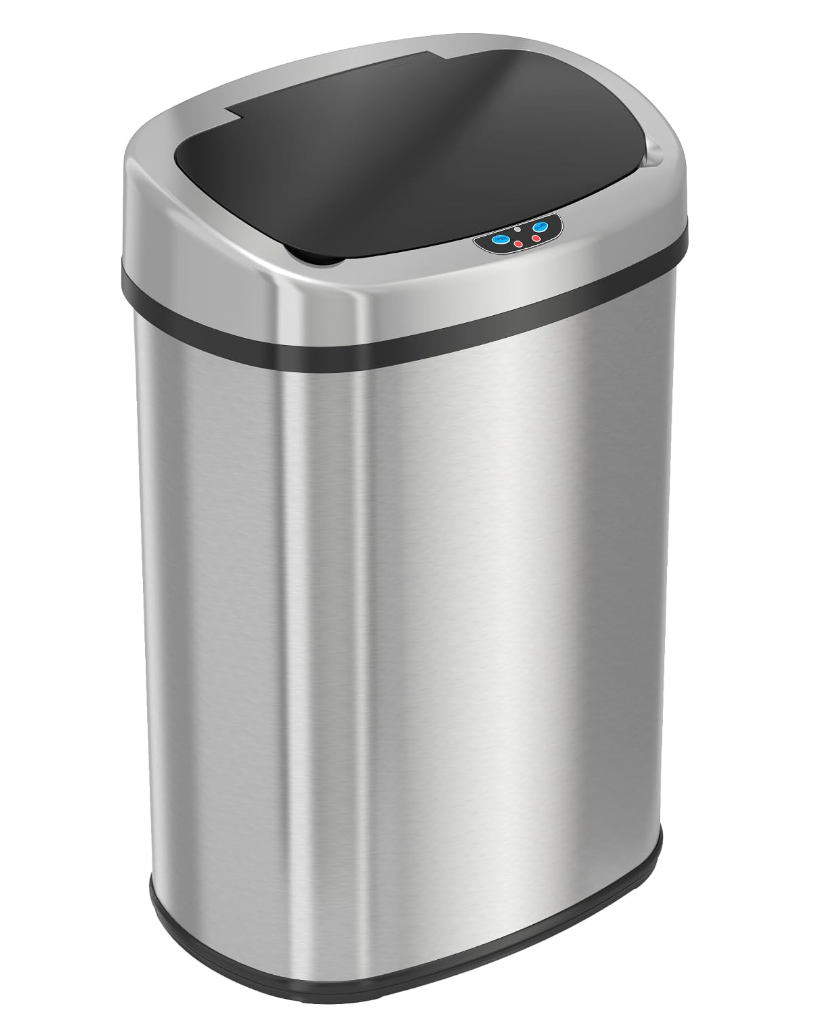 SensorCan Touchless Sensor Trash Can with Odor Control System, Stainless Steel, 49 Liter / 13 Gallon, Oval