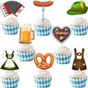 24Pcs Oktoberfest Cupcake Toppers, Beer Day Cake Topper, Bavarian Festival Cake Picks for Beer Theme Party Supplies, Oktoberfest Party Decorations (Oktoberfest B)