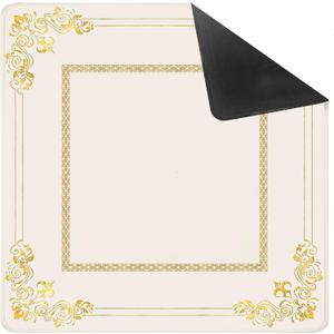 Luxury Gold Floral Mahjong Mat for Table 31.5 X 31.5 in, Gifts for Mahjong Players, Yellow Golden Baroque Rococo Floral Anti-Slip Table Cover Tablecloth for Poker Board Card Tile Game Dominoes