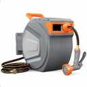 DUMOS Retractable Garden Hose Reel, 1/2 in X 65 ft Water Hose with Nozzle