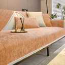 Fun Fuzzy Couch Covers for Sofa,Simple Striped Chenille Anti-Scratch Couch Cover,Chenille Sofa Covers Washable for Sectional Sofa,Chenille Non Slip Textured Couch Covers,Orange-28 x28
