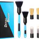 Car Detailing Brush Set, 6 Pack Soft Mixed Hair Auto Detail Brush Kit No Scratch for Automotive Elegant Surface Interior Exterior Dashboard Emblems Panels Engine Bay Wheels Air Vent Seat Leather