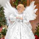 Light Angel Treetop, 12" Standing White Angel Christmas Tree Topper or Table Top, White Lighted Angel Tree Topper -Christmas Tree Topper Decoration Ornament for Home (Silver)