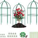 DoCred 3 Pack Garden Trellis for Climbing Plants, 15.7" x 31.5" Metal Rustproof Tomato Cage, Outdoor Indoor Flowers Potted Obelisk Trellis for Cucumber Vine Peony Lily Rose Plant Support (Green)