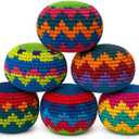 Funny Guy Mugs Hacky Kick Ball Sacks, Multicolored Crochet Assorted Geometric Pattern Hacky Ball, Foot Bag Kick Sack, Indoor and Outdoor Toys for Kids and Adults, Set of 6 (6 Count (Pack of 1))