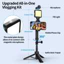 yAyusi Vlogging Kit for iPhone/Android31" Selfie Stick Tripod with Light, Microphone, Remote Control Storage Boxes, YouTube Starter Kit for Interviews, Vlogs, TikTok, YouTube Video Recording