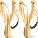 POPLAY Wooden Slingshot Toy, 2PCS Solid Wood Slingshot with Classic Construction for Outdoor Hunting Sports, Camping, Shooting, Hiking for Kids and Adults