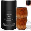 Charred Wooden Bourbon Drinking Glass,Handcrafted Whiskey Glasses for Men,Great Anniversary Birthday Gifts for Men, Him, Dad, Husband, or Brother 10OZ 2 PACK