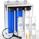 Whole House Water Filter System,Reduce Scale Chlorine,3 Stage Water Purifier,Top-Tier Sediment & Carbon Filter with FOF Technology Filter Out 99% Vocs,Metal,Soften Water,Healthier Skin,20x4.5Inch