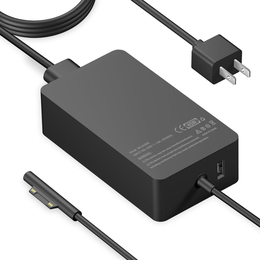 Charger Compatible with Microsoft Surface Pro, Surface Go Tablet, Surface Book, Support 65W, 44W, 39W, 36W, 24W Microsoft Surface Laptop Charger