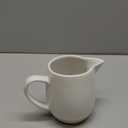 famiware Milkyway 13oz Creamer with Handle, Ceramic Coffee/Milk/Sauce/Serving/Salad Pitcher Jug, Stoneware Maple/Syrup Dispenser, Milk Frother Cup, Microwave and Dishwasher Safe, White