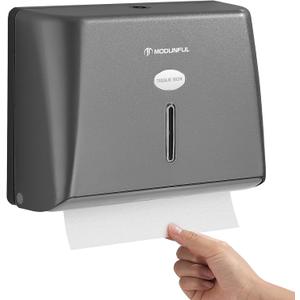 Paper Towel Dispenser Wall Mount - Adhesive Hand Towel Dispenser for Bathroom, Multi-fold/Trifold/Z Fold, 210 Sheets Large Capacity for Compact Home, Apartment & RV