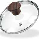 6 Inch Tempered Glass Lid, Universal Pot and Pan Cover Replacement - Dishwasher Safe Glass Cookware Cover with 304 Stainless Steel Edge & Heat Resistant Bakelite Knob (Brown)