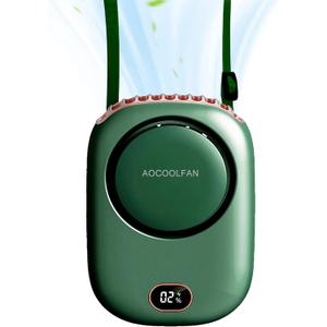 AOCOOLFAN Portable Neck Fan, Mini Small Personal Handheld Fan USB Rechargeable 3 Speed for Girls Boys Woman Eyelash Travel Home Office Outdoor (Green)