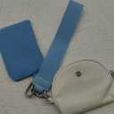 Mum's memory Mini Zip Around Wristlet Wallet for Women Dual Pouch Wristlet Portable keychain wallet Coin Purse Mini Women Coin Pocket (Light blue+White)