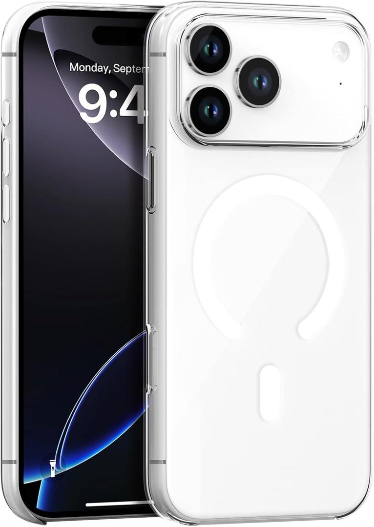 for iPhone 17 Pro Case Magnetic Clear,Compatible with Magsafe,Non-Yellowing,Rugged Shockproof Cover,Protective Transparent Back Bumper Cell Phone Cover for iPhone 17 Pro 6.3 inch 2025