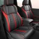 Custom Seat Covers for Tacoma 4th Gen 2024 2025 2026 Double Cab SR5/TRD Sport/TRD Off-Road/SR Full Set with Console Covers, Waterproof Leather Back and Front Seat Protectors Black Red