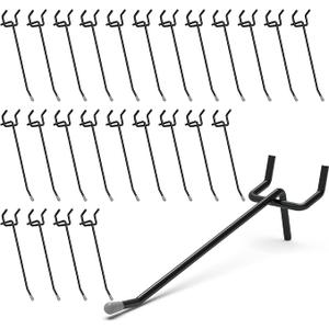 HUHOLE 50-Pack Black Pegboard Hooks 4 Inch, Heavy Duty Matte Finish Metal Peg Board Hangers, Fits 1/8" & 1/4" Boards, Rust-Resistant Organizer for Garage, Shop, Workbench & Retail Display