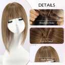 EMMOR Human Hair Toppers for Women with Thinning Hair with Bangs 12inch Skin Scalp 5"6" Big Base Cover Hair Loss Top Hairpieces Wiglets(Ash Brown)