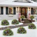 Alupssuc Set of 2 18 Inch Pre-lit Outdoor Christmas Tree with 50 Multi-Color Lights, Timer, Battery Operated Pre-Decorated Frosted Christmas Urn Filler for Pathway &Porch& Yard Decorations, 18 Inch