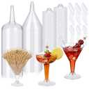 Acellegic 50 Set Plastic Martini Glasses for New Year's Party with Cocktail Sticks and Spoon Disposable Cocktail Glasses Ice Cream Dessert Cups for Appetizer, Weddings, Christmas Party(Cone)