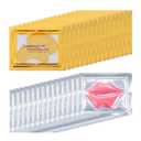 32 Pairs Eye Masks & Lip Masks, 24K Gold Gel Crystal Collagen Eye Patches for Puffy Eyes, MoisturizingLip Mask Pink Lip, Anti-Aging Eye andLip Masks for Reducing Fine Lines & Dark Circles
