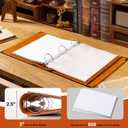 Ovesmusl PU Leather 3 Ring Binder Fits 8.5"x11" Letter Size Paper, 2 Inch Round Ring Binder Holds 500 Sheets, Notepad Paper Cover Loose Leaf Organizer, Green Tree