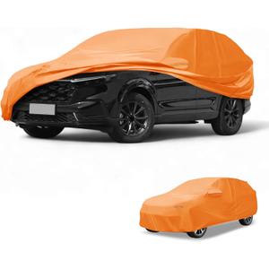 Car Cover Waterproof All Weather Automotive Outdoor Anti-UV Full Exterior Cover for Honda CRV 210D-PU Orange with Left Side Zippers