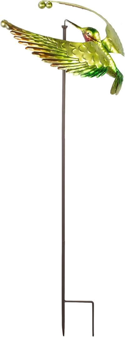 Sunset Vista Designs Nature in Motion Spinner Garden Stake, 45-Inch, Green Hummingbird