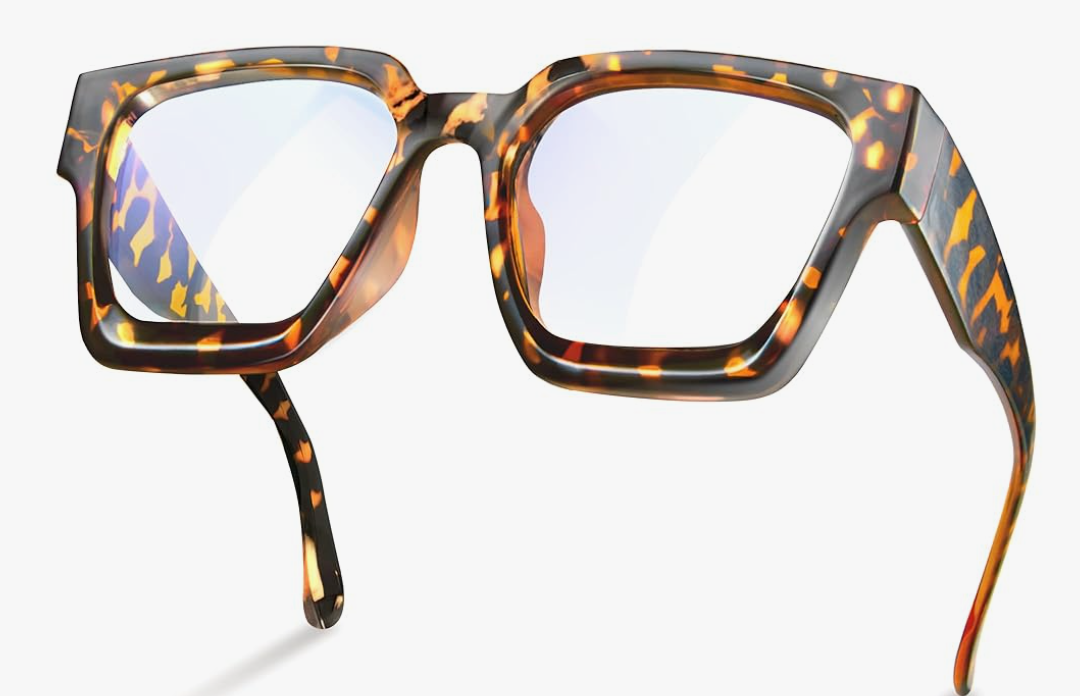 livho Oversized 99% Blue Light Glasses for Woman - Rectangle Fashion Glasses for Computer, Chic Preppy Frame - Anti Eyestrain