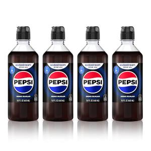 SodaStream Pepsi Zero Sugar New Pour Bottle Beverage Mix 14.9 Fl Oz (Pack of 4)