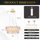 Modern Purple Flower LED Chandelier 20'' Gold Elegant Crystal Lighting for Dining Room Dimmable Ceiling Pendant Light Fixture with Remote Control for Entryway Bedroom Kitchen(3000K-6500K)
