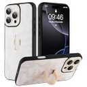 SOKAD for iPhone 16 Pro Max Case with Finger Strap Kickstand, Aesthetic Camo Stripes Phone Case with Finger Hand for Women Men, Slim Full Camera Protection Shockproof Case Cover, White