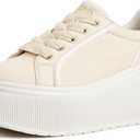 LUCKY STEP Women's Platform Fashion Sneakers Classic Wedge Canvas Casual Low Top Retro Walking Shoes, US 7