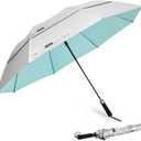 G4Free 62 Inch Portable UV Protection Large Golf Umbrella, Automatic Open Double Canopy Big Sun Windproof Oversize Sports Umbrella (Silver/Lake Blue)