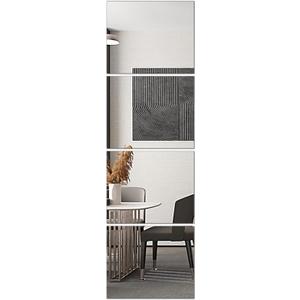 Glass Full Length Wall Mirror Tiles, 14'' x 12'' x 4PCS, Full Body Mirror for Bedroom, Full Length Mirror Wall Mounted for Home Gym, Door (14'' x12''-4PCS)