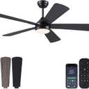 Asyko 52" Low Profile Ceiling Fan, Black Modern Ceiling Fans with Lights and Remote, 5 Dual-Sided Fan Blades and Reversible, Low Profile Ceiling Fan Light for Indoor and Outdoor Covered Patios