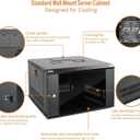 Tecmojo 6U Wall Mount Server Cabinet IT Network Rack Enclosure Lockable Door and Side Panels Black, Cooling Fan, Standard Glass Door, 450mm Depth, for 19 IT Equipment, A/V Devices